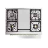 ILVE Nostalgie II Noblesse 36-Inch Natural Gas Dual Fuel Range and Triple Glass Door in Midnight Blue with Brass Trim (UN36FNMPMBG)