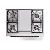 ILVE Nostalgie II Noblesse 36-Inch Natural Gas Dual Fuel Range and Triple Glass Door in Matte Graphite with Bronze Trim (UN36FNMPMGB)