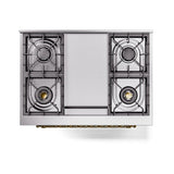 ILVE Nostalgie II Noblesse 36-Inch Propane Gas Dual Fuel Range and Triple Glass Door in Matte Graphite with Brass Trim (UN36FNMPMGGLP)