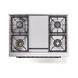 ILVE Nostalgie II Noblesse 36-Inch Natural Gas Dual Fuel Range and Triple Glass Door in Stainless Steel with Bronze Trim (UN36FNMPSSB)