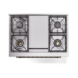 ILVE Nostalgie II Noblesse 36-Inch Natural Gas Dual Fuel Range and Triple Glass Door in White with Bronze Trim (UN36FNMPWHB)