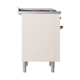 ILVE Nostalgie II Noblesse 36-Inch Natural Gas Dual Fuel Range and Solid Door Oven in Antique White with Bronze Trim (UN36FQNMPAWB)