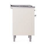 ILVE Nostalgie II Noblesse 36-Inch Natural Gas Dual Fuel Range and Solid Door Oven in Antique White with Chrome Trim (UN36FQNMPAWC)
