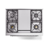 ILVE Nostalgie II Noblesse 36-Inch Natural Gas Dual Fuel Range and Solid Door Oven in Blue Grey with Chrome Trim (UN36FQNMPBGC)