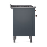 ILVE Nostalgie II Noblesse 36-Inch Propane Gas Dual Fuel Range and Solid Door Oven in Blue Grey with Copper Trim (UN36FQNMPBGPLP)