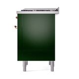 ILVE Nostalgie II Noblesse 36-Inch Propane Gas Dual Fuel Range and Solid Door Oven in Emerald Green with Copper Trim (UN36FQNMPEGPLP)
