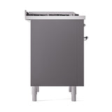 ILVE Nostalgie II Noblesse 36-Inch Natural Gas Dual Fuel Range and Solid Door Oven in Matte Graphite with Chrome Trim (UN36FQNMPMGC)