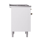 ILVE Nostalgie II Noblesse 36-Inch Propane Gas Dual Fuel Range and Solid Door Oven in White with Bronze Trim (UN36FQNMPWHBLP)