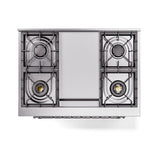 ILVE Nostalgie II Noblesse 36-Inch Natural Gas Dual Fuel Range and Solid Door Oven in White with Chrome Trim (UN36FQNMPWHC)