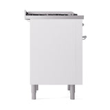 ILVE Nostalgie II Noblesse 36-Inch Natural Gas Dual Fuel Range and Solid Door Oven in White with Chrome Trim (UN36FQNMPWHC)