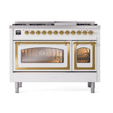 ILVE Nostalgie II Noblesse 48-Inch Dual Fuel Freestanding Range in RAL with Brass Trim (UN48FNMPRAGLP)
