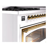 ILVE Nostalgie II Noblesse 48-Inch Dual Fuel Freestanding Range in RAL with Brass Trim (UN48FNMPRAGLP)