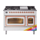 ILVE Nostalgie II Noblesse 48-Inch Dual Fuel Freestanding Range in Custom RAL with Copper Trim (UN48FNMPRAPLP)
