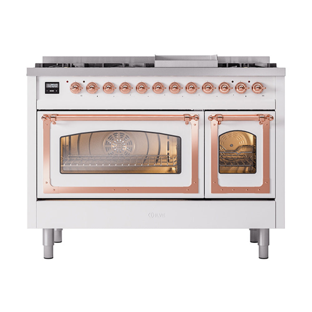 ILVE Nostalgie II Noblesse 48-Inch Dual Fuel Freestanding Range in Custom RAL with Copper Trim (UN48FNMPRAPLP)