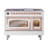 ILVE Nostalgie II Noblesse 48-Inch Dual Fuel Freestanding Range in Custom RAL with Copper Trim (UN48FNMPRAPLP)