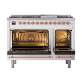 ILVE Nostalgie II Noblesse 48-Inch Dual Fuel Freestanding Range in Custom RAL with Copper Trim (UN48FNMPRAPLP)