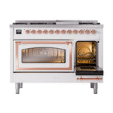 ILVE Nostalgie II Noblesse 48-Inch Dual Fuel Freestanding Range in Custom RAL with Copper Trim (UN48FNMPRAPLP)