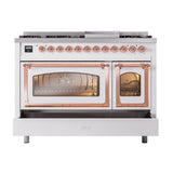 ILVE Nostalgie II Noblesse 48-Inch Dual Fuel Freestanding Range in Custom RAL with Copper Trim (UN48FNMPRAPLP)