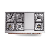 ILVE Nostalgie II Noblesse 48-Inch Freestanding Natural Gas Dual Fuel Range with Solid Door Oven in Glossy Black with Copper Trim (UN48FQNMPBKP)