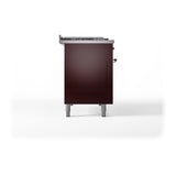 ILVE Nostalgie II Noblesse 48-Inch Dual Fuel Freestanding Range with Solid Door Oven in Burgundy with Copper Trim (UN48FQNMPBUPLP)