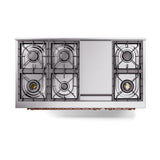 ILVE Nostalgie II Noblesse 48-Inch Dual Fuel Freestanding Range with Solid Door Oven in Midnight Blue with Copper Trim (UN48FQNMPMBPLP)