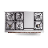 ILVE Nostalgie II Noblesse 48-Inch Freestanding Natural Gas Dual Fuel Range with Solid Door Oven in Matte Graphite with Copper Trim (UN48FQNMPMGP)