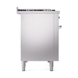 ILVE Nostalgie II Noblesse 48-Inch Dual Fuel Freestanding Range with Solid Door Oven in Stainless Steel with Chrome Trim (UN48FQNMPSSCLP)