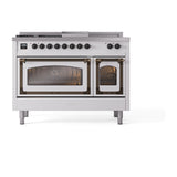 ILVE 48-Inch Nostalgie II Noblesse Natural Gas Dual Fuel Range with 5 Sealed Burners, Griddle, French Top and Triple Glass Door Oven in Custom RAL with Bronze Trim (UN48FSNMPRAB)
