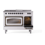 ILVE 48-Inch Nostalgie II Noblesse Natural Gas Dual Fuel Range with 5 Sealed Burners, Griddle, French Top and Triple Glass Door Oven in Custom RAL with Bronze Trim (UN48FSNMPRAB)
