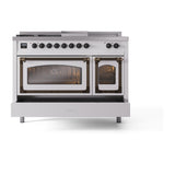 ILVE 48-Inch Nostalgie II Noblesse Natural Gas Dual Fuel Range with 5 Sealed Burners, Griddle, French Top and Triple Glass Door Oven in Custom RAL with Bronze Trim (UN48FSNMPRAB)