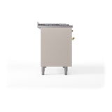 ILVE 48-Inch Nostalgie II Noblesse Propane Gas Dual Fuel Range with 5 Sealed Burners, Griddle, French Top and Solid Door Oven in Antique White with Brass Trim (UN48FSQNMPAWGLP)