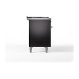 ILVE 48-Inch Nostalgie II Noblesse Propane Gas Dual Fuel Range with 5 Sealed Burners, Griddle, French Top and Solid Door Oven in Glossy Black with Chrome Trim (UN48FSQNMPBKCLP)