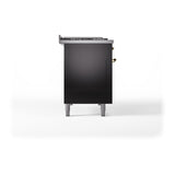 ILVE 48-Inch Nostalgie II Noblesse Propane Gas Dual Fuel Range with 5 Sealed Burners, Griddle, French Top and Solid Door Oven in Glossy Black with Brass Trim (UN48FSQNMPBKGLP)