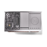 ILVE 48-Inch Nostalgie II Noblesse Propane Gas Dual Fuel Range with 5 Sealed Burners, Griddle, French Top and Solid Door Oven in Glossy Black with Copper Trim (UN48FSQNMPBKPLP)