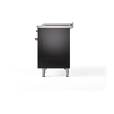ILVE 48-Inch Nostalgie II Noblesse Propane Gas Dual Fuel Range with 5 Sealed Burners, Griddle, French Top and Solid Door Oven in Glossy Black with Copper Trim (UN48FSQNMPBKPLP)