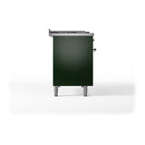 ILVE 48-Inch Nostalgie II Noblesse Propane Gas Dual Fuel Range with 5 Sealed Burners, Griddle, French Top and Solid Door Oven in Emerald Green with Chrome Trim (UN48FSQNMPEGCLP)