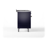 ILVE 48-Inch Nostalgie II Noblesse Natural Gas Dual Fuel Range with 5 Sealed Burners, Griddle, French Top and Solid Door Oven in Midnight Blue with Bronze Trim (UN48FSQNMPMBB)