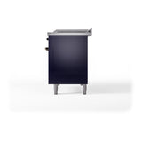 ILVE 48-Inch Nostalgie II Noblesse Propane Gas Dual Fuel Range with 5 Sealed Burners, Griddle, French Top and Solid Door Oven in Midnight Blue with Bronze Trim (UN48FSQNMPMBBLP)