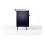 ILVE 48-Inch Nostalgie II Noblesse Natural Gas Dual Fuel Range with 5 Sealed Burners, Griddle, French Top and Solid Door Oven in Midnight Blue with Chrome Trim (UN48FSQNMPMBC)