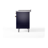 ILVE 48-Inch Nostalgie II Noblesse Propane Gas Dual Fuel Range with 5 Sealed Burners, Griddle, French Top and Solid Door Oven in Midnight Blue with Brass Trim (UN48FSQNMPMBGLP)