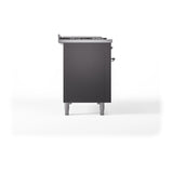 ILVE 48-Inch Nostalgie II Noblesse Propane Gas Dual Fuel Range with 5 Sealed Burners, Griddle, French Top and Solid Door Oven in Matte Graphite with Chrome Trim (UN48FSQNMPMGCLP)