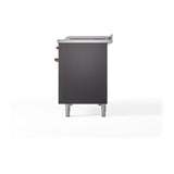 ILVE 48-Inch Nostalgie II Noblesse Natural Gas Dual Fuel Range with 5 Sealed Burners, Griddle, French Top and Solid Door Oven in Matte Graphite with Brass Trim (UN48FSQNMPMGG)