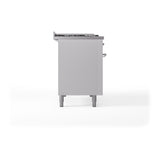 ILVE 48-Inch Nostalgie II Noblesse Natural Gas Dual Fuel Range with 5 Sealed Burners, Griddle, French Top and Solid Door Oven in White with Chrome Trim (UN48FSQNMPWHC)