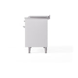 ILVE 48-Inch Nostalgie II Noblesse Natural Gas Dual Fuel Range with 5 Sealed Burners, Griddle, French Top and Solid Door Oven in White with Chrome Trim (UN48FSQNMPWHC)
