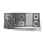 ILVE 60-Inch Nostalgie II Noblesse Propane Gas Dual Fuel Range with 9 Sealed Burners, Griddle, Triple Glass Door Oven in Blue Grey with Bronze Trim (UN60FNMPBGBLP)