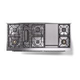 ILVE 60-Inch Nostalgie II Noblesse Propane Gas Dual Fuel Range with 9 Sealed Burners, Griddle, Triple Glass Door Oven in Blue Grey with Chrome Trim (UN60FNMPBGCLP)