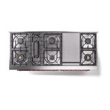 ILVE 60-Inch Nostalgie II Noblesse Propane Gas Dual Fuel Range with 9 Sealed Burners, Griddle, Triple Glass Door Oven in Blue Grey with Copper Trim (UN60FNMPBGPLP)