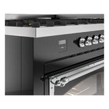 ILVE 60-Inch Nostalgie II Noblesse Natural Gas Dual Fuel Range   in Glossy Black with Chrome Trim (UN60FNMPBKC)