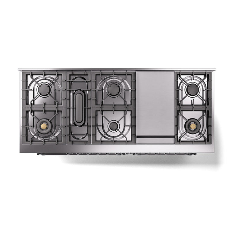 ILVE 60-Inch Nostalgie II Noblesse Propane Gas Dual Fuel Range with 9 Sealed Burners, Griddle, Triple Glass Door Oven in Matte Graphite with Chrome Trim (UN60FNMPMGCLP)