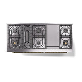 ILVE 60-Inch Nostalgie II Noblesse Propane Gas Dual Fuel Range with 9 Sealed Burners, Griddle, Triple Glass Door Oven in Matte Graphite with Brass Trim (UN60FNMPMGGLP)